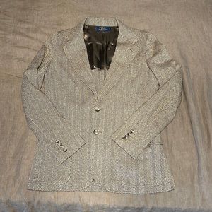 Ralph Lauren Womens 100% silk herring bone blazer jacket size 8